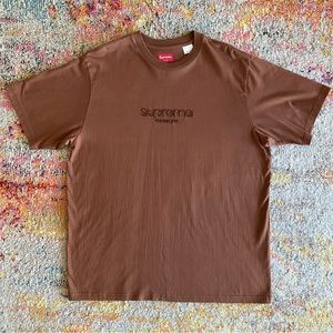 SUPREME Beaded Logo, Size Large, Brown, Short Sleeve Top